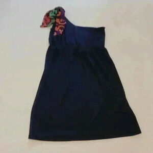 Judith March dress | One Shoulder | Navy | Colorful bow | Size Small